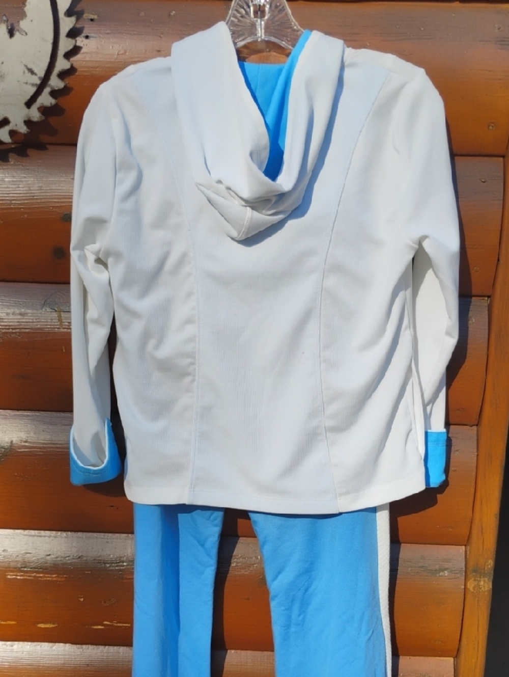 2 Piece Tracksuit Blue/White Hoodie STEVE & BARRY’s  EPLVC Mesh Side of Legs - Picture 4 of 13